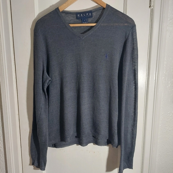 Ralph By Ralph Lauren Blue Label 100% Linen Gray Sweater Size L Office Corporate - Picture 1 of 5